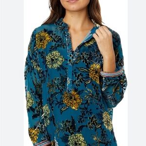 Johnny Was Blue Floral Blouse size M
